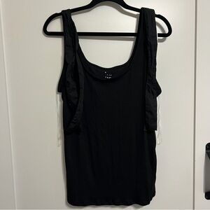 a new day Bow Strap Ribbed Black Tank Top